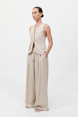 St. Agni - Pinstripe Wool Drawstring Pants - Latte