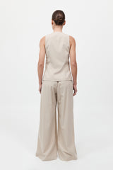 St. Agni - Pinstripe Wool Drawstring Pants - Latte