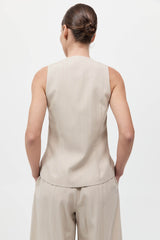 St. Agni - Pinstripe Wool Vest - Latte