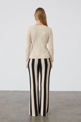 Zulu & Zephyr - Stone Stripe Organic Cotton Blend Knit Pant