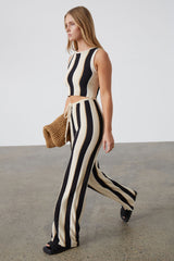 Zulu & Zephyr - Stone Stripe Organic Cotton Blend Knit Pant