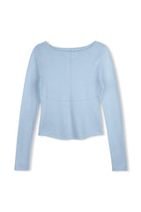 Zulu & Zephyr - Panelled Long Sleeve Knit Top - Powder Blue