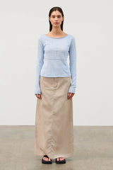 Zulu & Zephyr - Panelled Long Sleeve Knit Top - Powder Blue