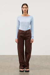 Zulu & Zephyr - Panelled Long Sleeve Knit Top - Powder Blue