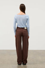 Zulu & Zephyr - Panelled Long Sleeve Knit Top - Powder Blue