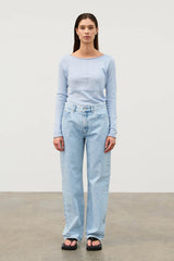 Zulu & Zephyr - Panelled Long Sleeve Knit Top - Powder Blue