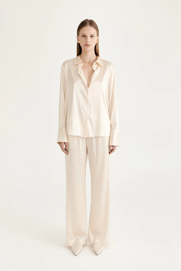 SOLAQUA - Abigail Silk Shirt | Champagne