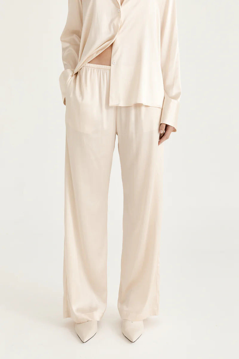 SOLAQUA - Giulia Silk Pants | Champagne