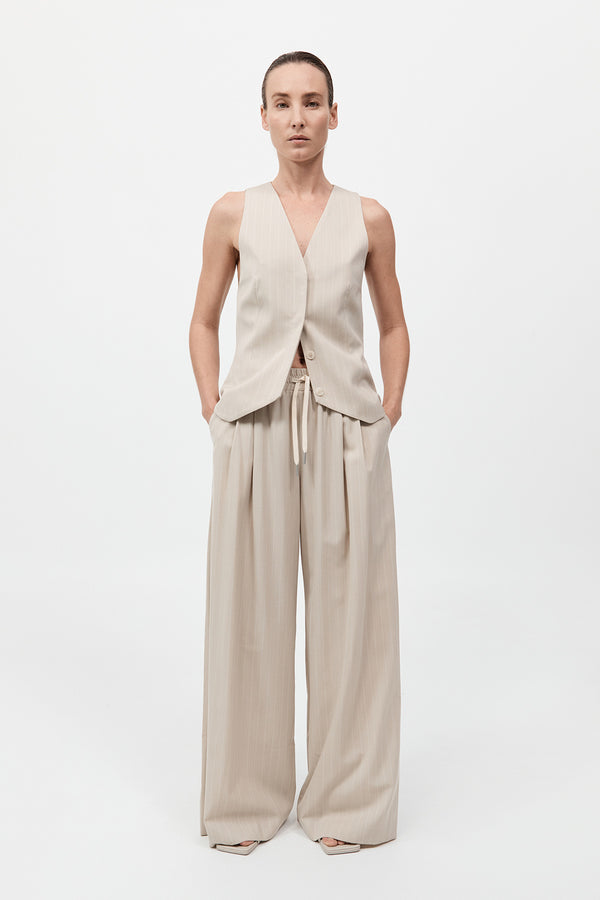 St. Agni - Pinstripe Wool Vest - Latte