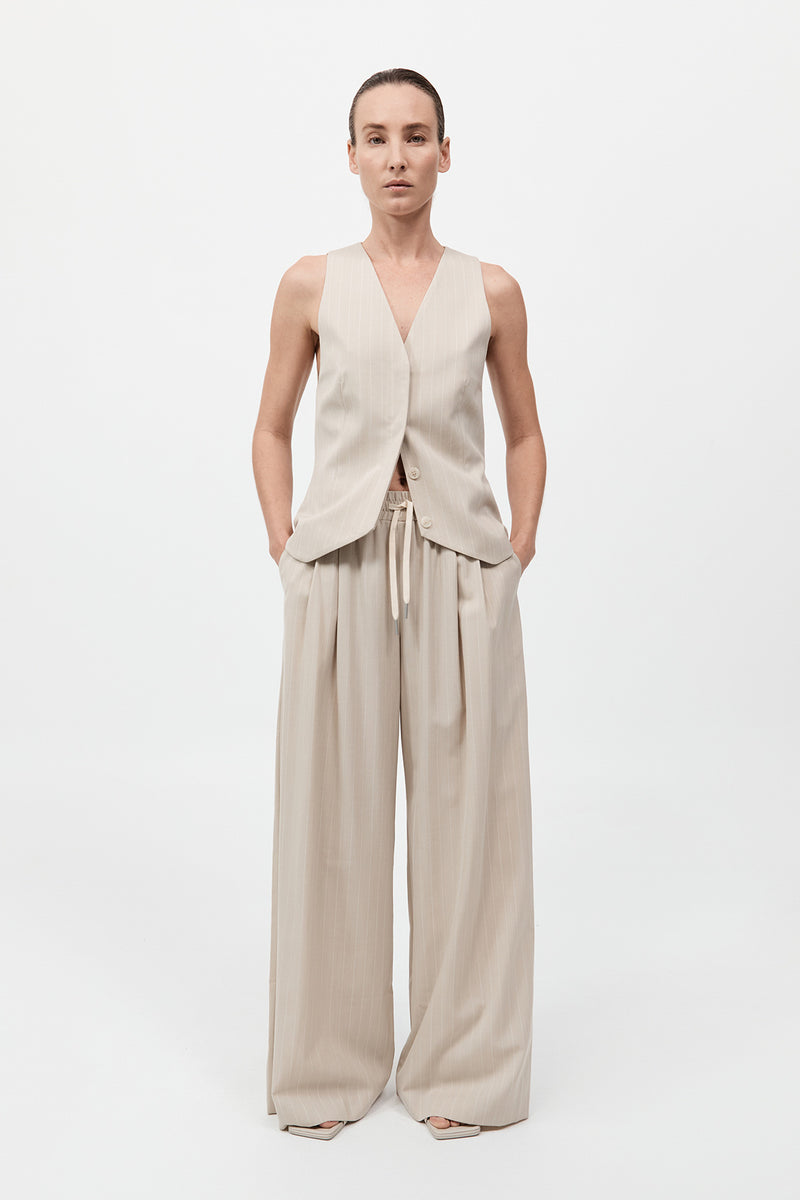 St. Agni - Pinstripe Wool Vest - Latte