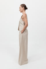 St. Agni - Pinstripe Wool Drawstring Pants - Latte