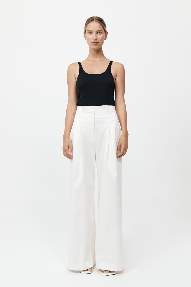 St. Agni - Cotton Paperbag Waist Trousers - Off White