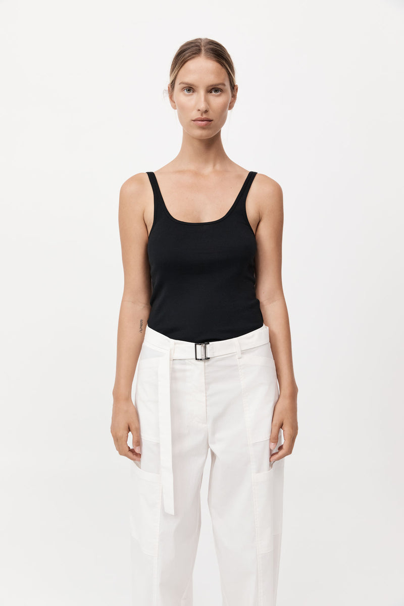St. Agni - Organic Cotton Slim Scoop Tank - Jet Black