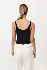 St. Agni - Organic Cotton Slim Scoop Tank - Jet Black