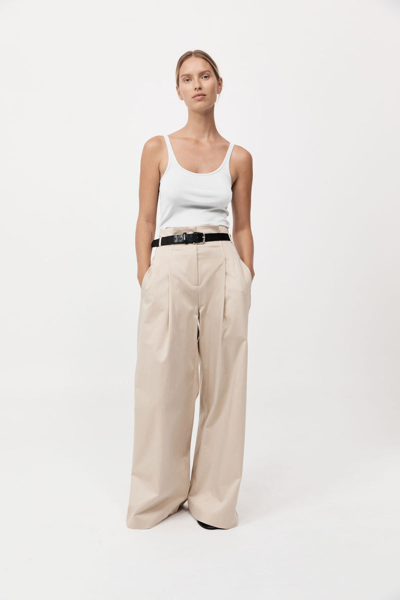 St. Agni - Organic Cotton Slim Scoop Tank - White