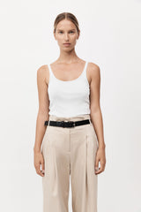 St. Agni - Organic Cotton Slim Scoop Tank - White