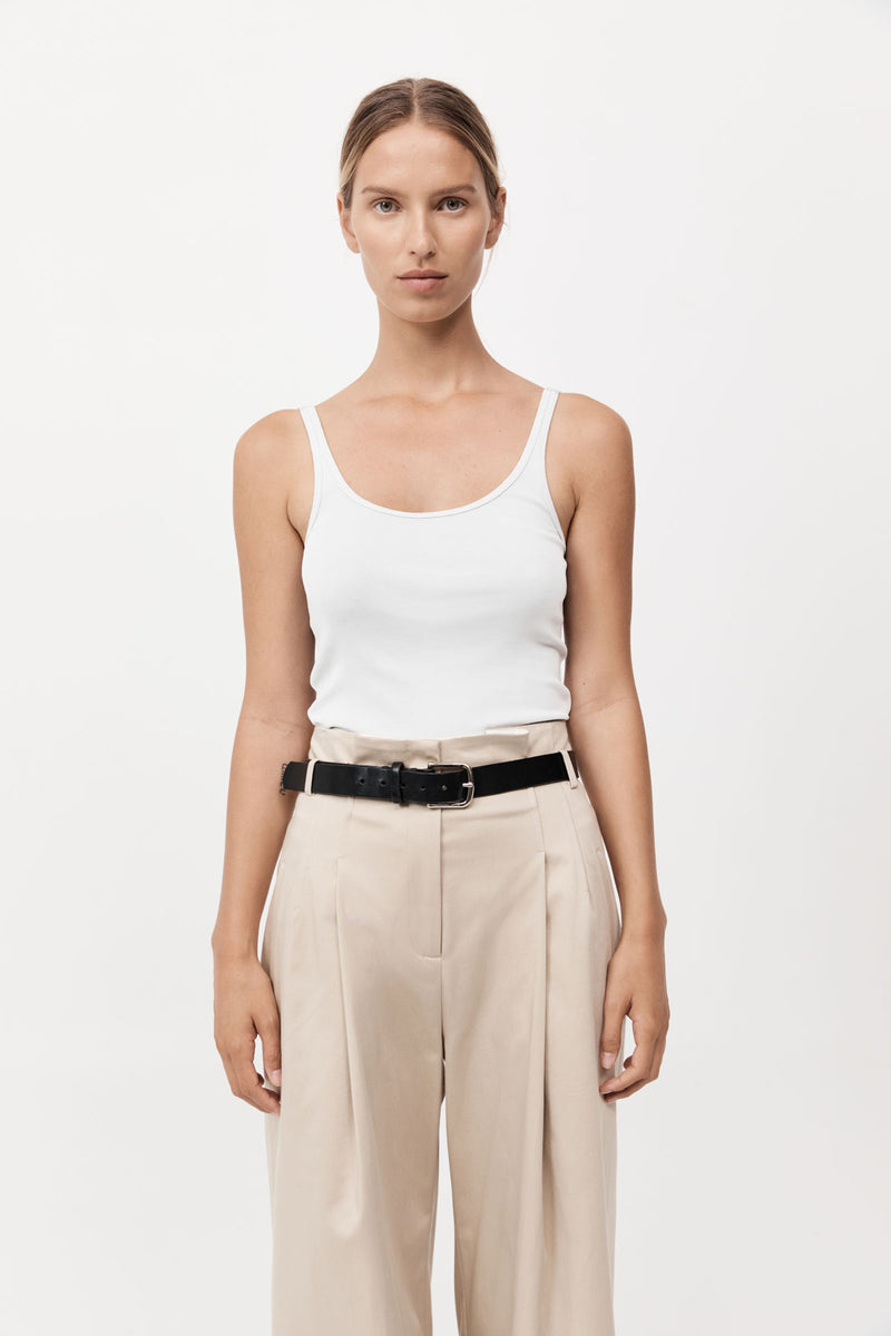 St. Agni - Organic Cotton Slim Scoop Tank - White