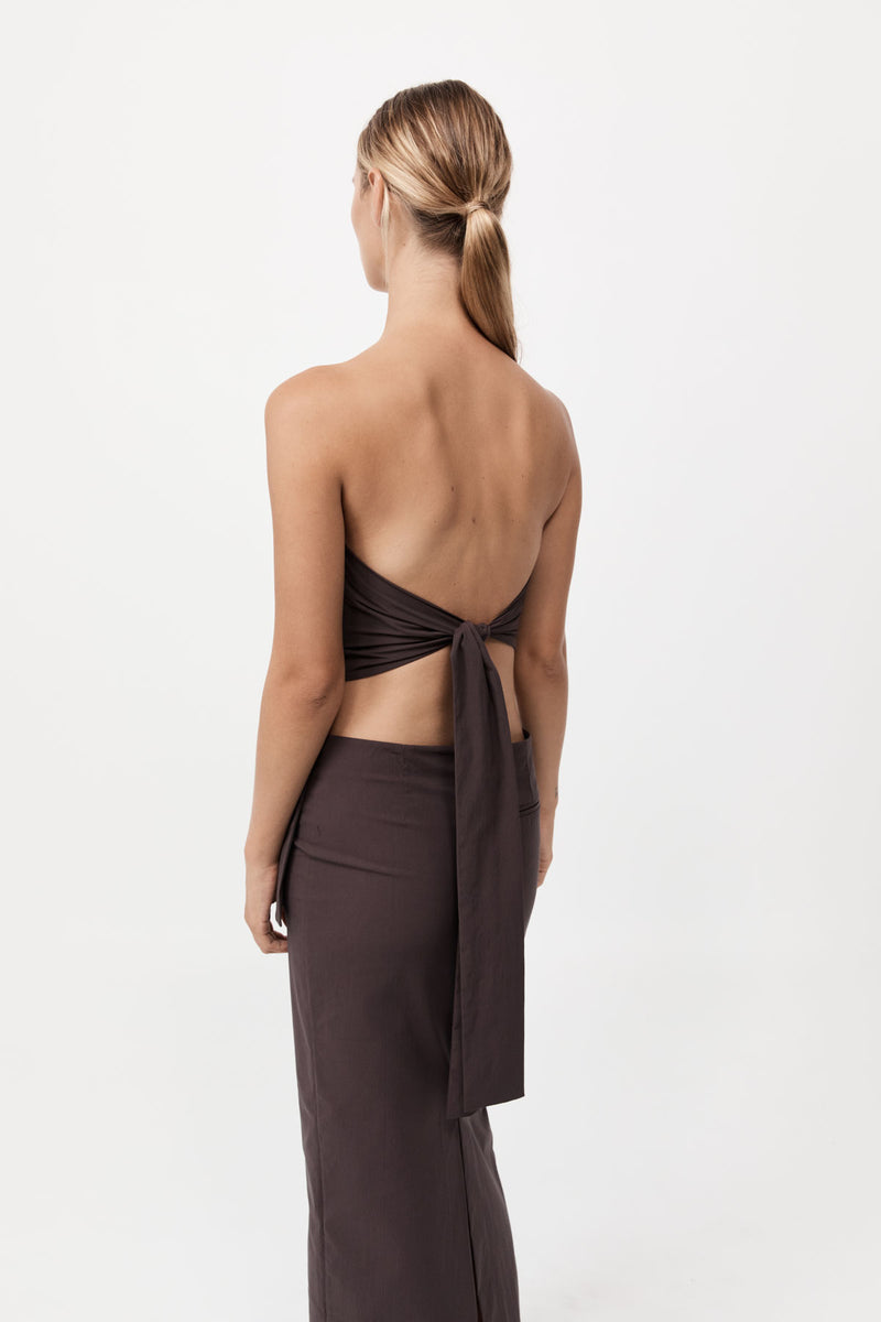 St. Agni - Strapless Tie Back Top - Chocolate Plum
