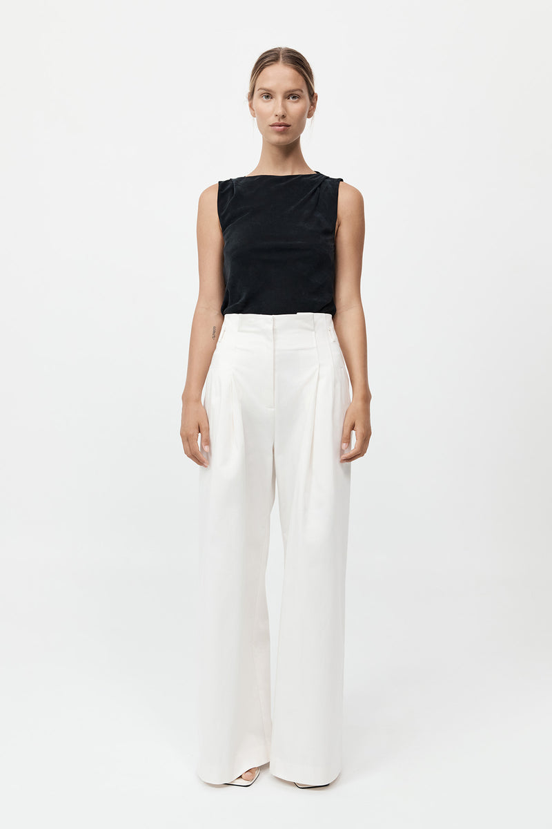 St. Agni - Cotton Paperbag Waist Trousers - Off White