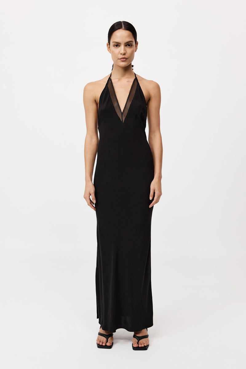 St. Agni - Silk Mesh Bias Dress - Black