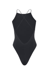 Ziah - Fine Strap Halter One Piece | Black