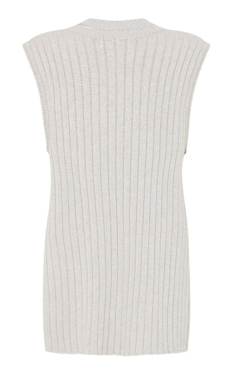Deconstructed Rib Knit Tunic - Soft Grey