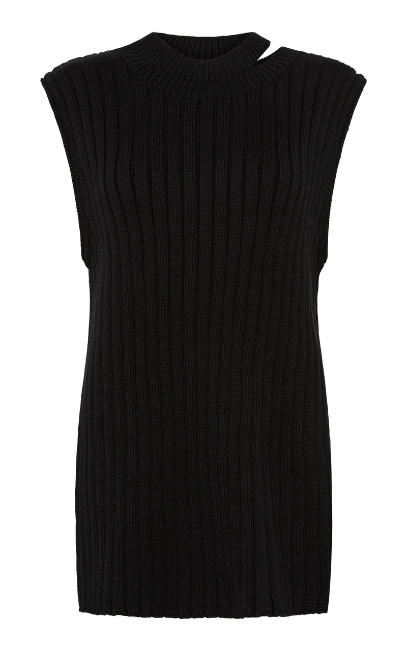 Deconstructed Rib Knit Tunic - Black
