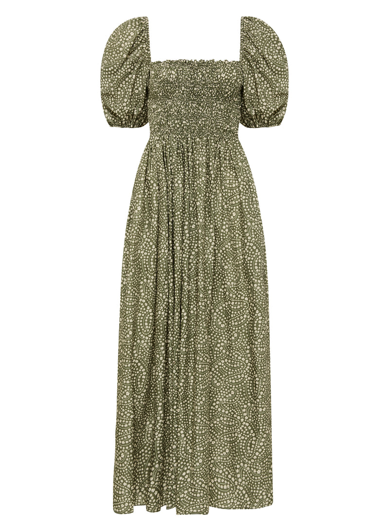 Shirred Bodice Peasant Dress