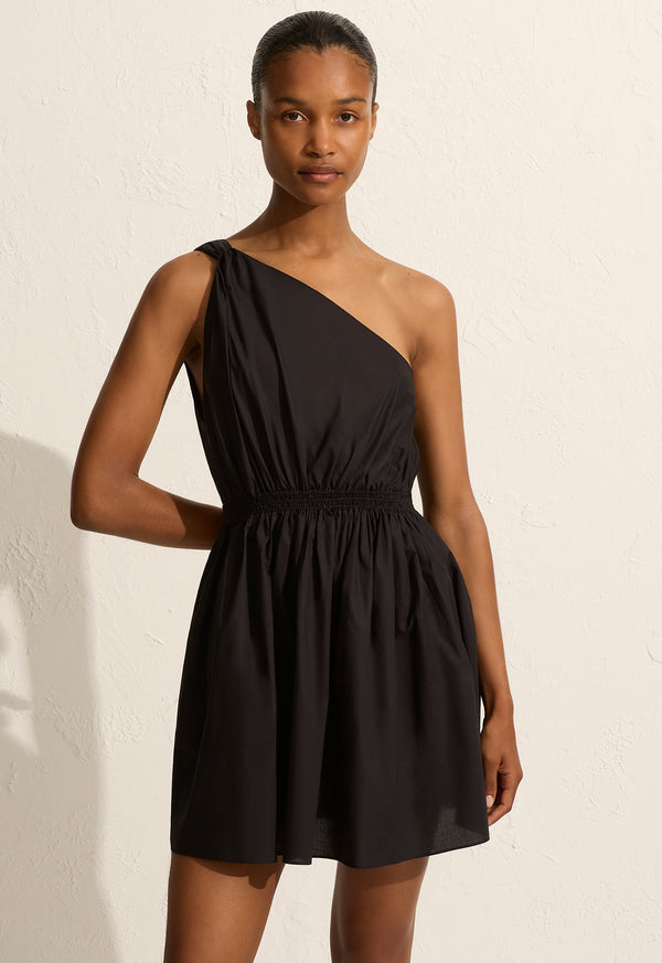 Twist Shoulder Mini Dress Black