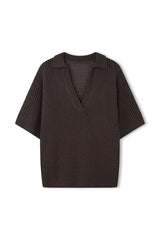 Charcoal Cotton Crochet Shirt