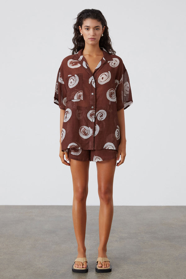 Zulu & Zephyr - The Cocoa Swirl Sheer Textured Shirt