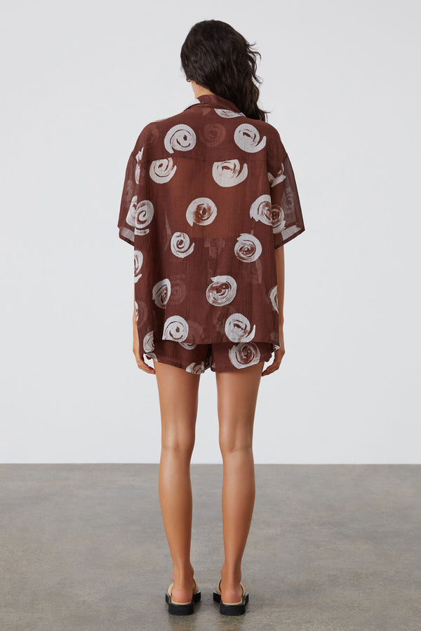 Zulu & Zephyr - The Cocoa Swirl Sheer Textured Shirt