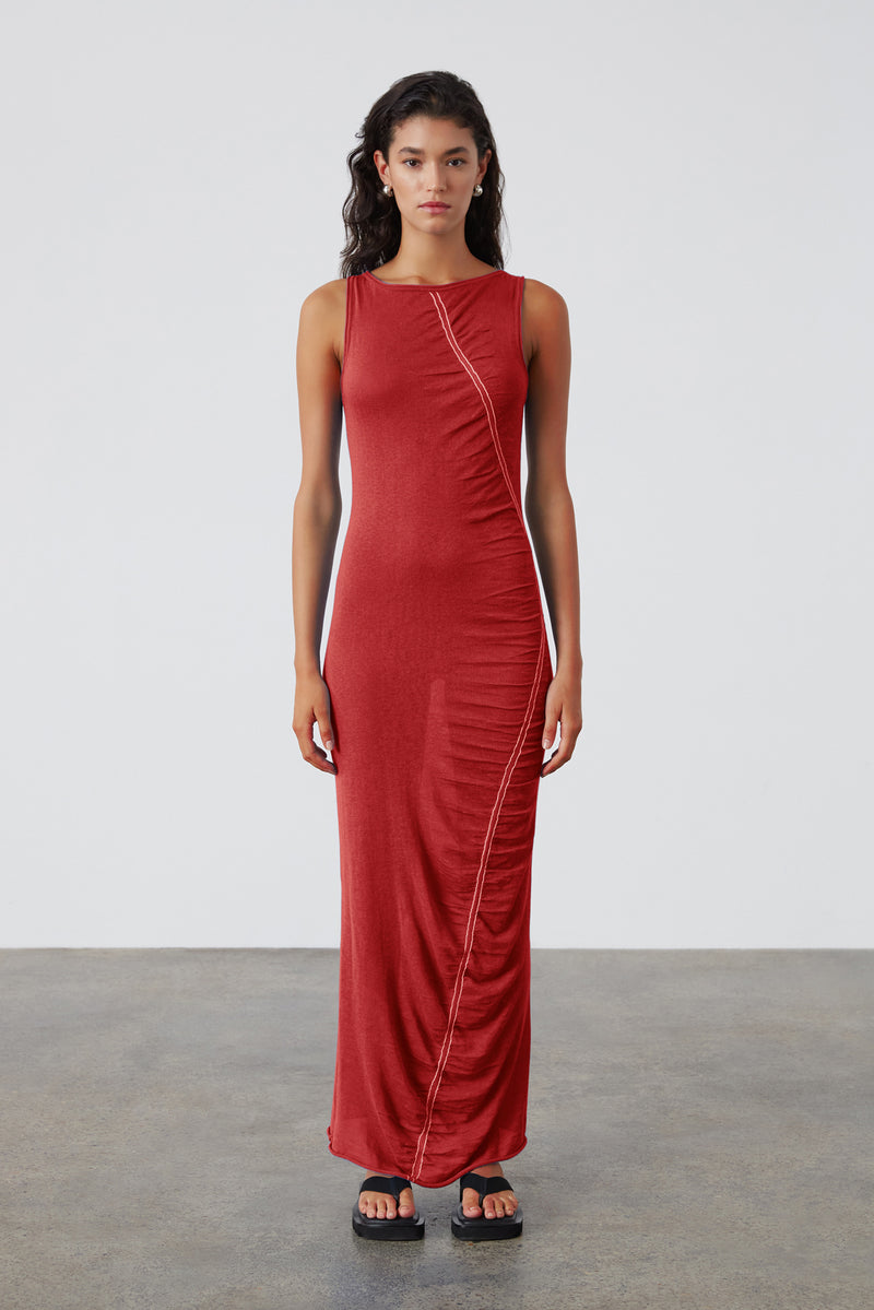 red dress contrast Women's Lolita Contrast Yoke Dress Red with Black Yoke