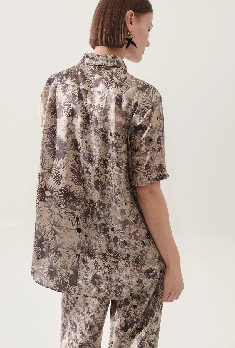 Silk Laundry - Short Sleeve Boyfriend Shirt Aster Floral