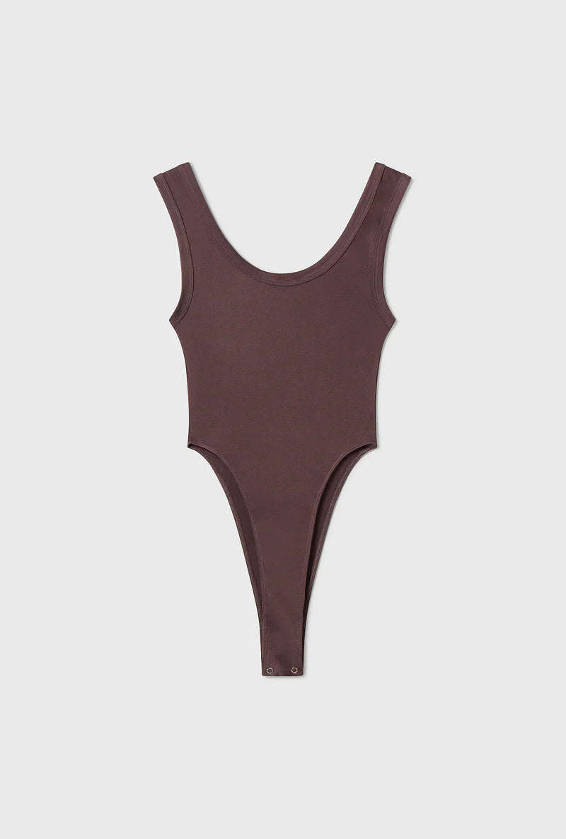 Silk Laundry - Jersey Modal Cutaway Bodysuit Cacao