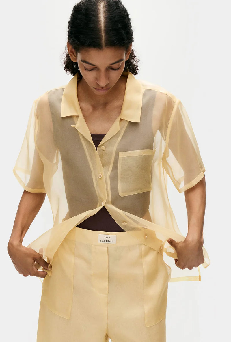 Silk Laundry - Organza Camp Shirt Beige