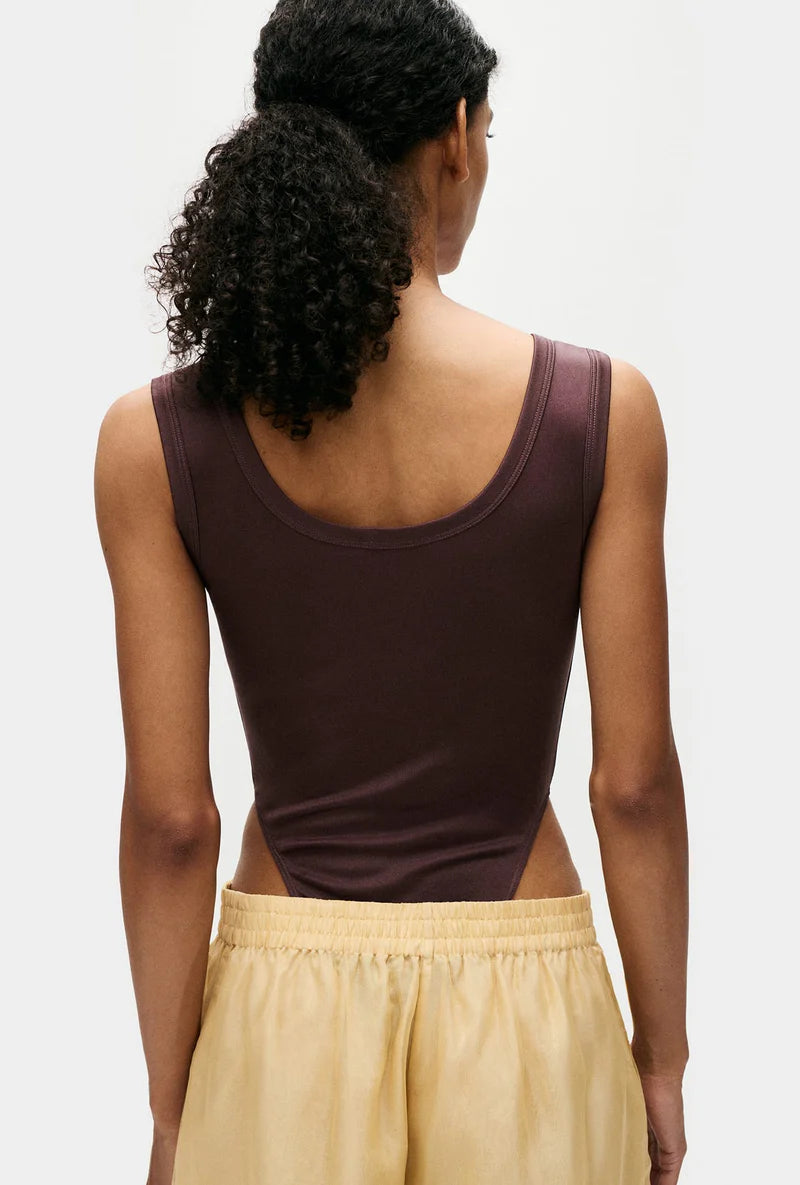 Silk Laundry - Jersey Modal Cutaway Bodysuit Cacao