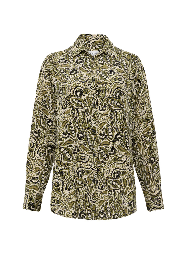 Long Sleeve Silk Shirt – Paisley