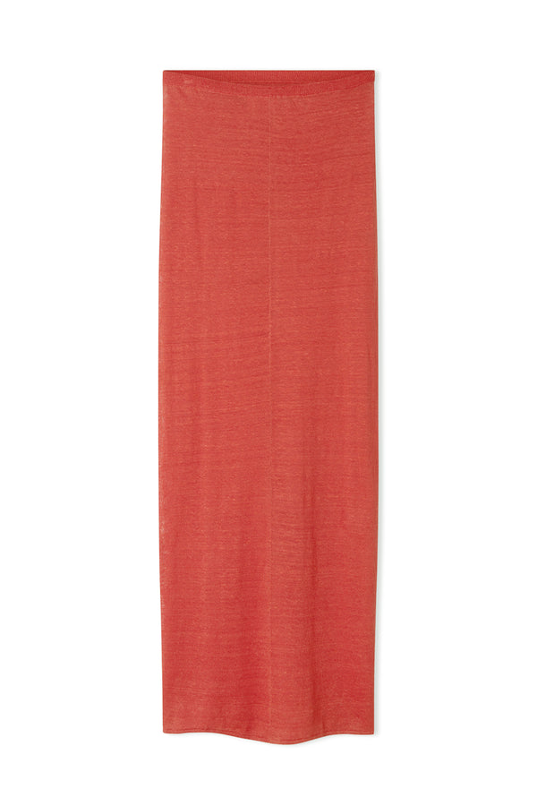 Red Knitted Organic Linen Blend Skirt